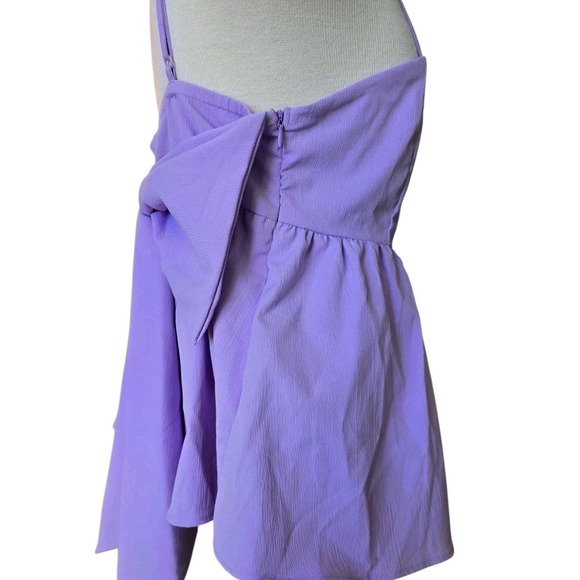 Shein Mod Lavender womans Size 8 medium Bow Tie‎ Blouse Women  100% Polyester - Picture 6 of 10